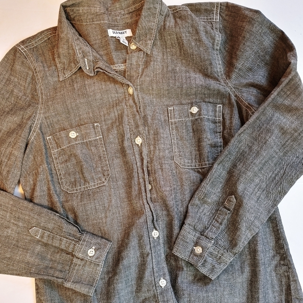 Old Navy Gray Cotton Button Shirt SP